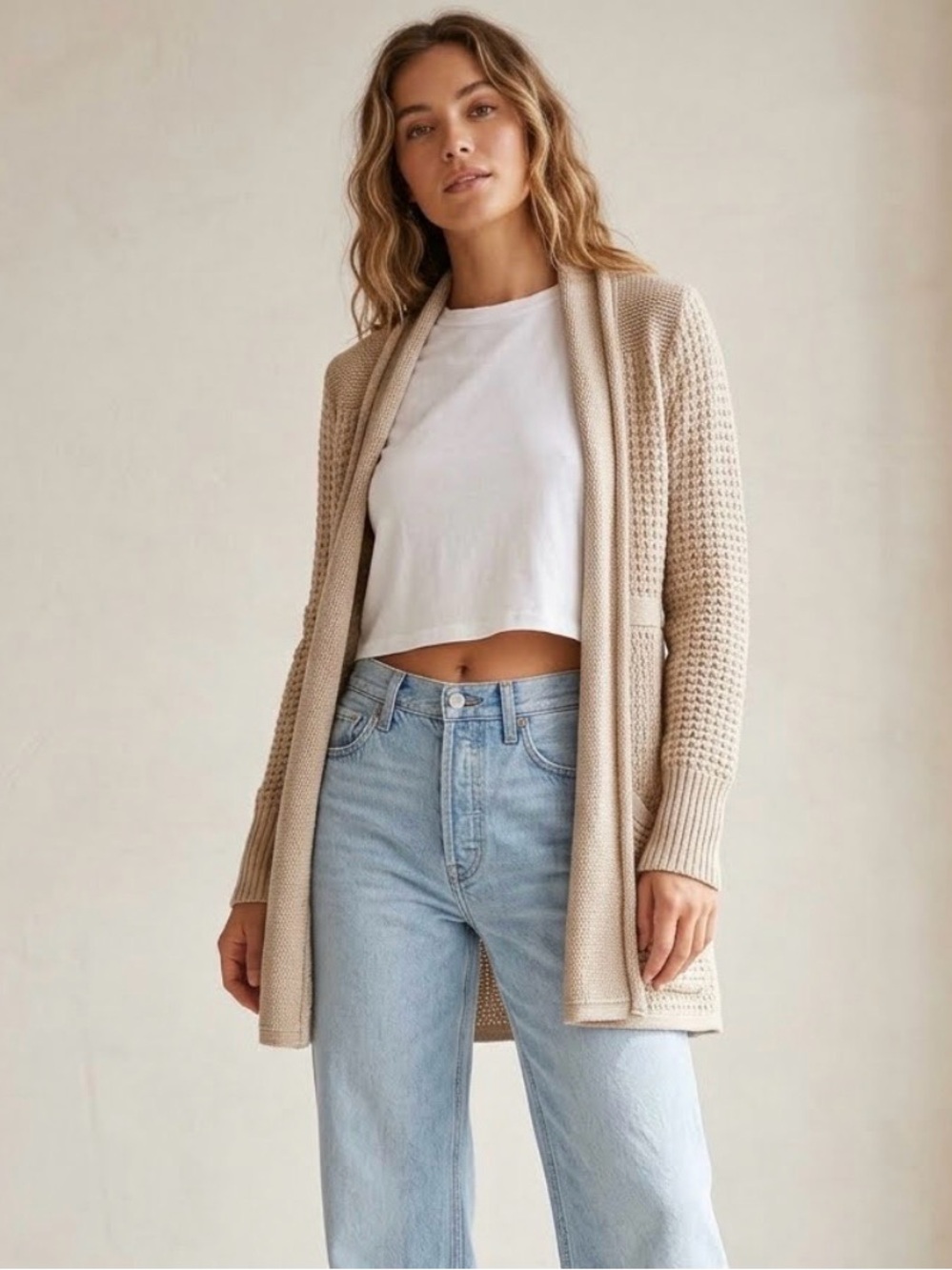 Anthropologie Angel of the North Matinee Cardigan in Ivory Women’s Size Medium